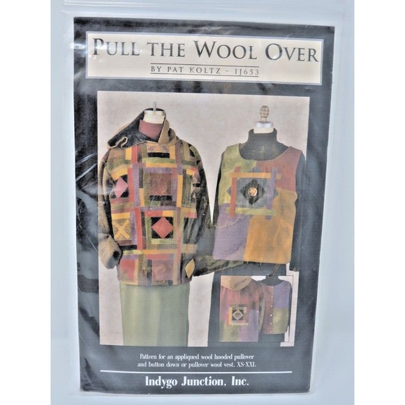 Pull The Wool Over Indygo Junction Pattern Koltz IJ653 Hooded Wool Pullover/Vest - Picture 3 of 4